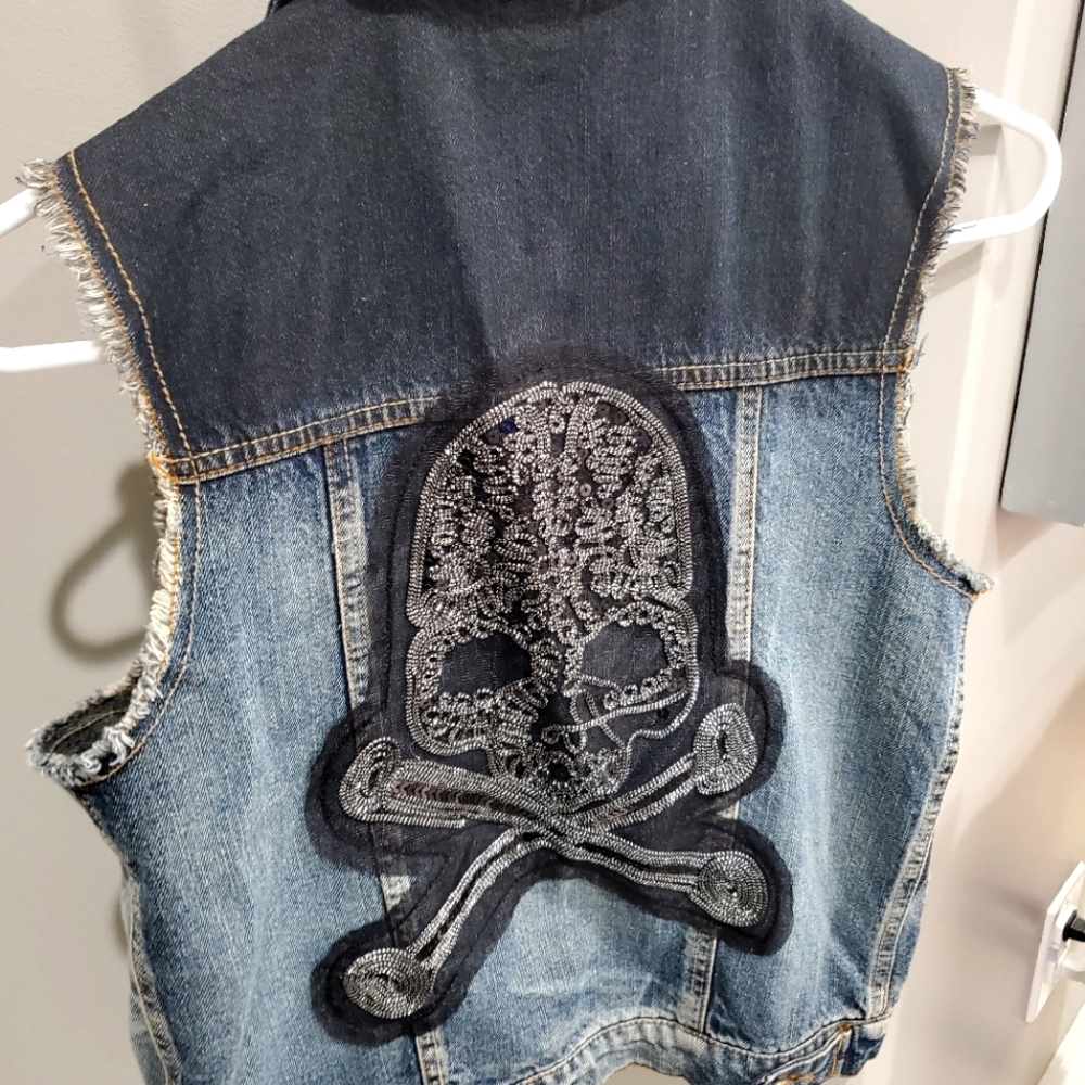 Tinseltown Denim vest with skull